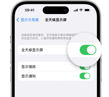 温岭苹果15预约维修分享iPhone15如何设置全天候显示屏幕可见 